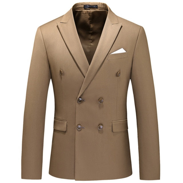 Casual Boutique Business Solid Color Double Breasted Suit