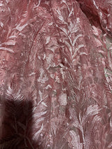 Silver Gray Lace Evening Dress - Long Sleeves