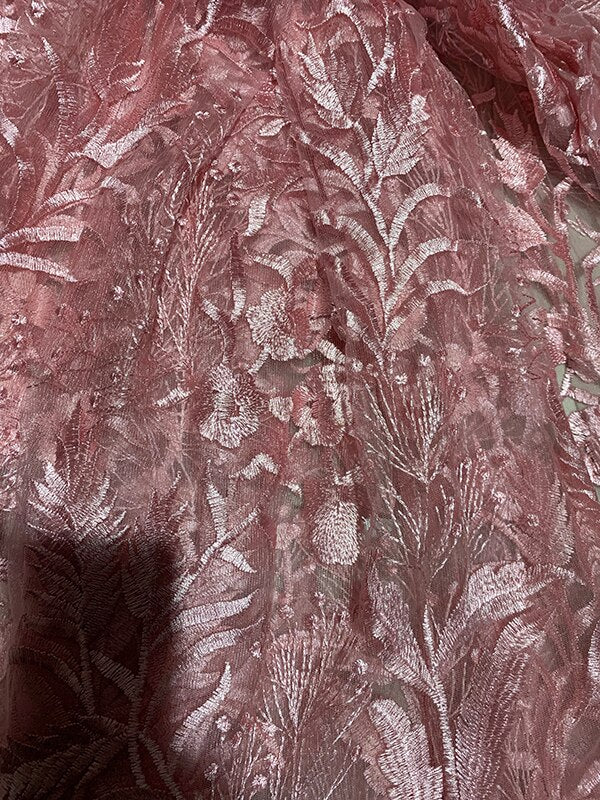 Silver Gray Lace Evening Dress - Long Sleeves