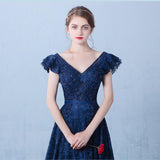 Tulle Evening Dress - V-Neck A-Line.