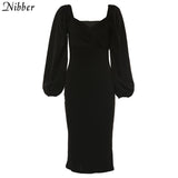 Nibber Sexy V-Neck Off Shoulder Bodycon Dress