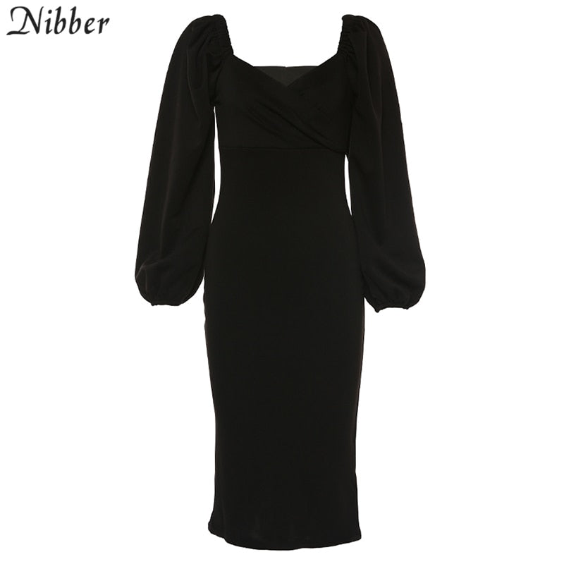 Nibber Sexy V-Neck Off Shoulder Bodycon Dress