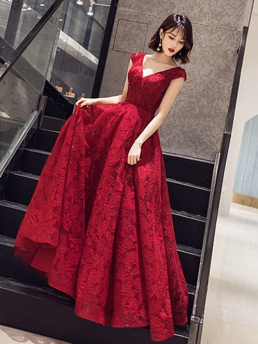 Elegant Lace Sequin Prom Dress