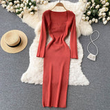 Strapless Ribbed Knit Bodycon Dress: Winter Midi