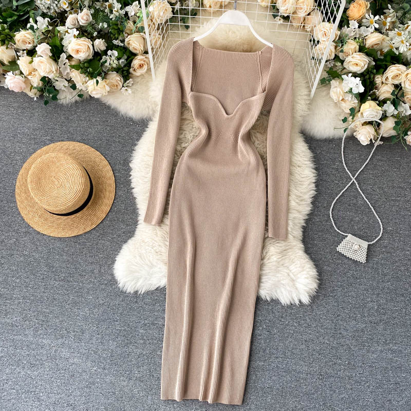 Strapless Ribbed Knit Bodycon Dress: Winter Midi