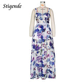Floral Print Mesh Maxi Swing Dress