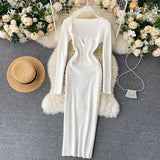 Strapless Ribbed Knit Bodycon Dress: Winter Midi