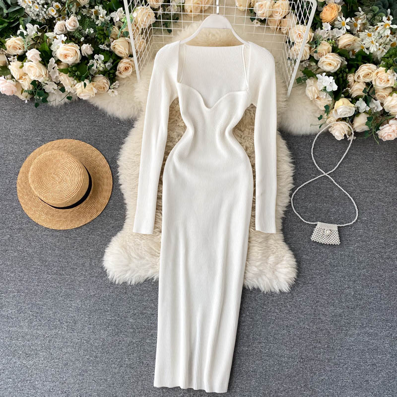 Strapless Ribbed Knit Bodycon Dress: Winter Midi