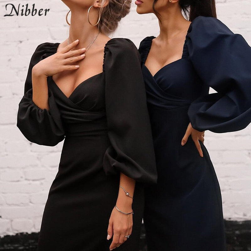 Nibber Sexy V-Neck Off Shoulder Bodycon Dress