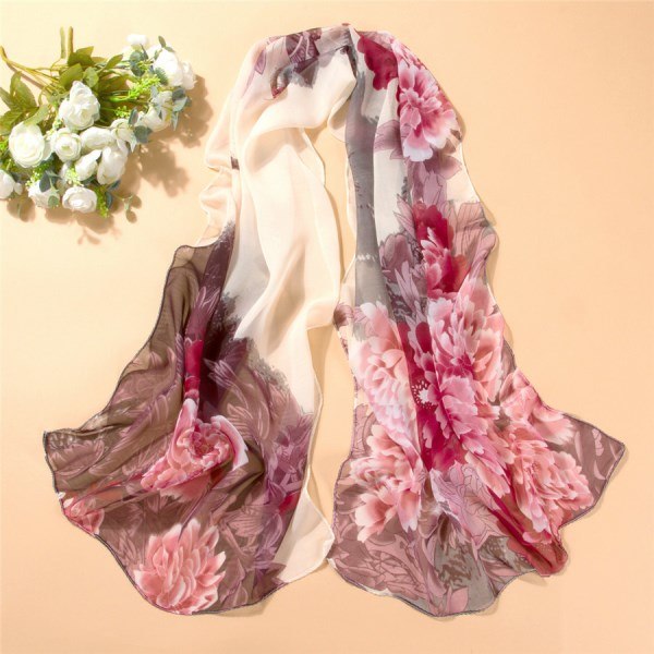 Geometric Print Chiffon Silk Scarf: Spring Elegance