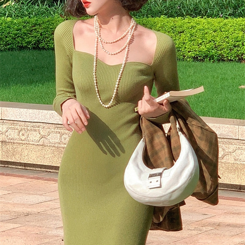 Strapless Ribbed Knit Bodycon Dress: Winter Midi