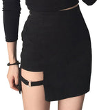 Harajuku Style Irregular Black Mini Skirt - High Waist