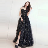 Spaghetti Strap Evening Gown - Stars Pattern