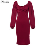 Nibber Sexy V-Neck Off Shoulder Bodycon Dress