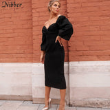 Nibber Sexy V-Neck Off Shoulder Bodycon Dress