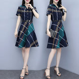 Korea Style Striped Plaid Shirt Dress - Women's Summer Dress