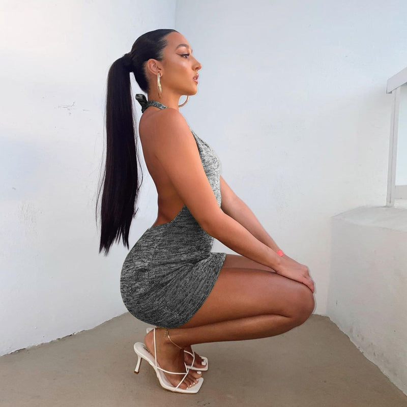 Halter Backless Bodycon Mini Dress: Club Party Streetwear