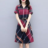 Korea Style Striped Plaid Shirt Dress - Women's Summer Dress