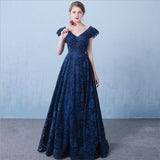 Tulle Evening Dress - V-Neck A-Line.