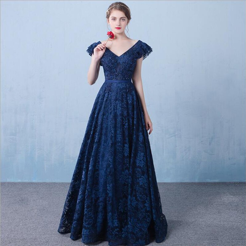 Tulle Evening Dress - V-Neck A-Line.