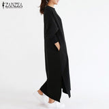 ZANZEA Striped Split Maxi Dress