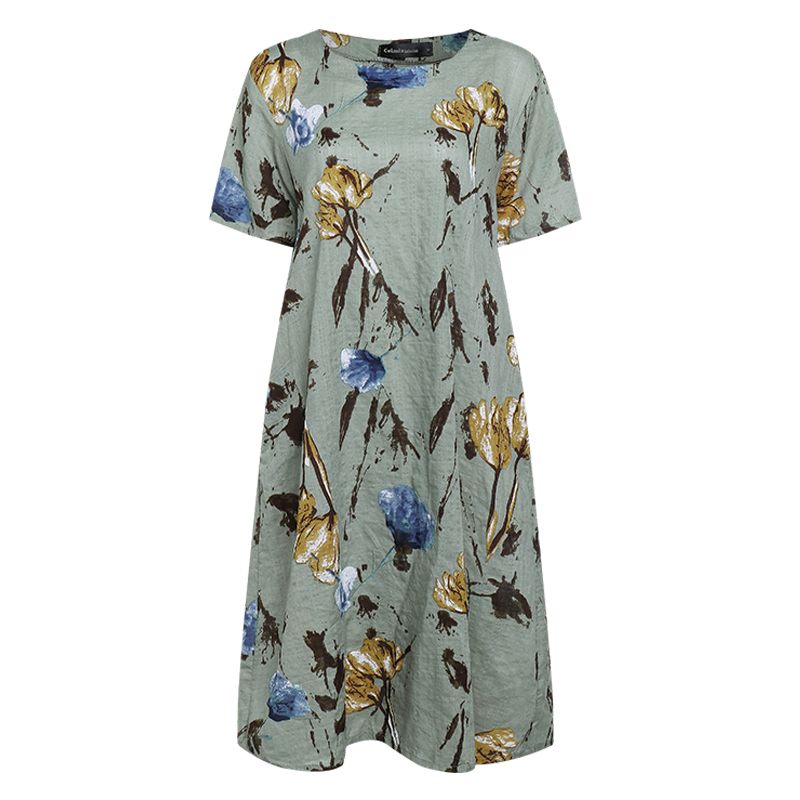 Celmia Summer Boho Midi Sundress