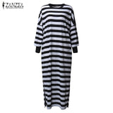 ZANZEA Striped Split Maxi Dress