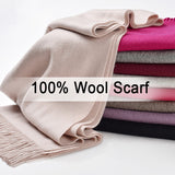 Pure Wool Beige Scarf: Tassel Neck Warmer