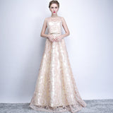 Champagne Lace Evening Gown - Plus Size