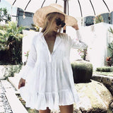 Cotton Beach Kaftan: High Collar Swim Cover Up