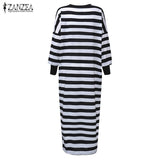 ZANZEA Striped Split Maxi Dress