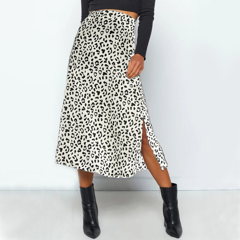 Harajuku Leopard Print Chiffon Split Skirt - Women's