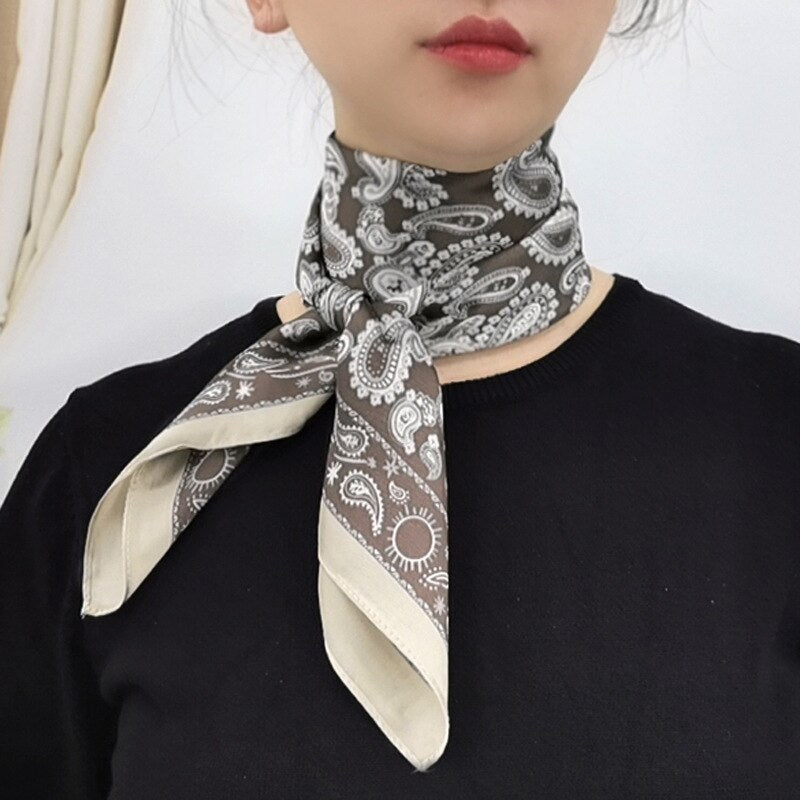 New Women Silk Scarf Leopard Square 2022 Headband Foulard Lady Shawls Wraps Print Office Small Neck Scarves Kerchief Bandana