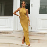 Sleeveless Halter Backless Maxi Dress: Knit Beachwear