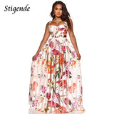 Floral Print Mesh Maxi Swing Dress