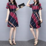 Korea Style Striped Plaid Shirt Dress - Women's Summer Dress