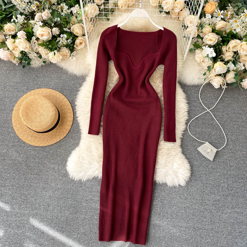 Strapless Ribbed Knit Bodycon Dress: Winter Midi