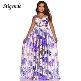 Floral Print Mesh Maxi Swing Dress