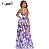 Floral Print Mesh Maxi Swing Dress
