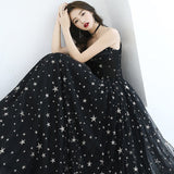Spaghetti Strap Evening Gown - Stars Pattern