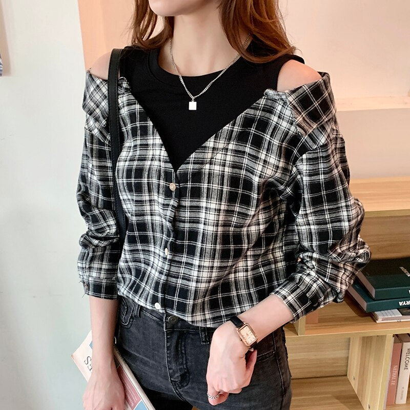 Women's Casual Plaid Shirts - Oversized Blouses