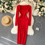 Strapless Ribbed Knit Bodycon Dress: Winter Midi