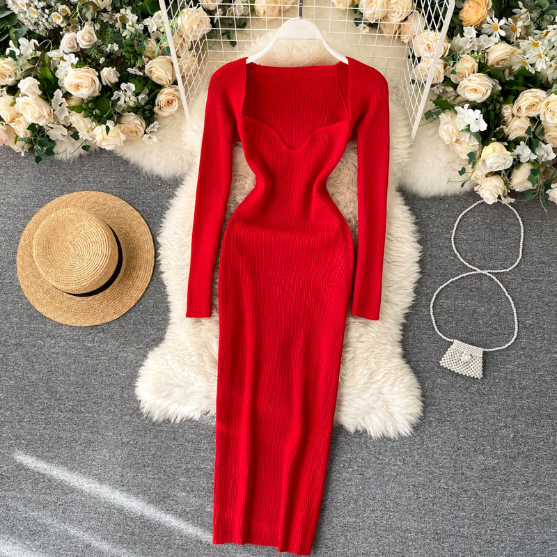 Strapless Ribbed Knit Bodycon Dress: Winter Midi