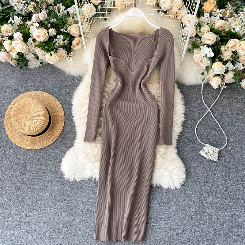 Strapless Ribbed Knit Bodycon Dress: Winter Midi
