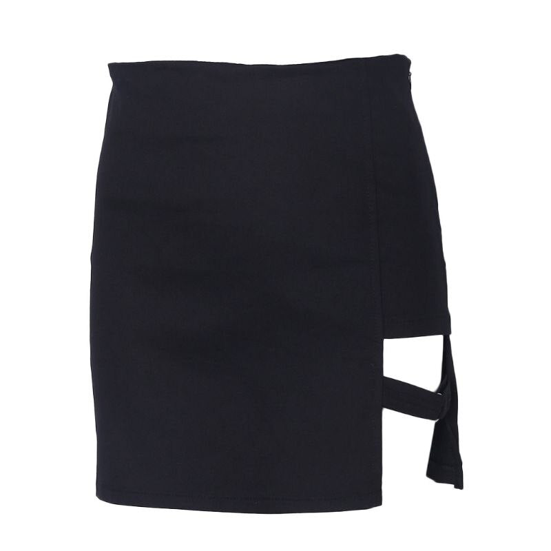 Harajuku Style Irregular Black Mini Skirt - High Waist