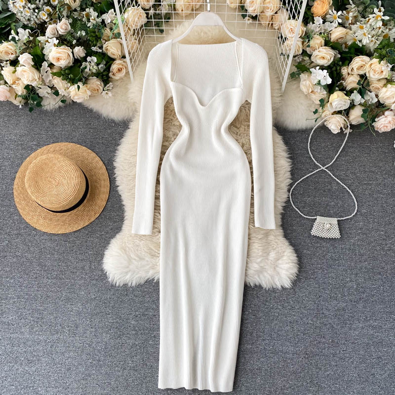 Strapless Ribbed Knit Bodycon Dress: Winter Midi
