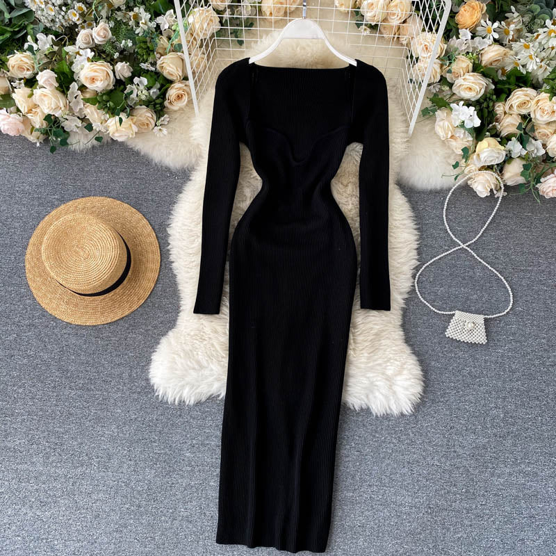 Strapless Ribbed Knit Bodycon Dress: Winter Midi