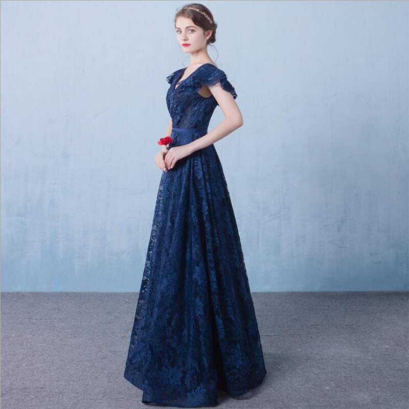 Tulle Evening Dress - V-Neck A-Line.