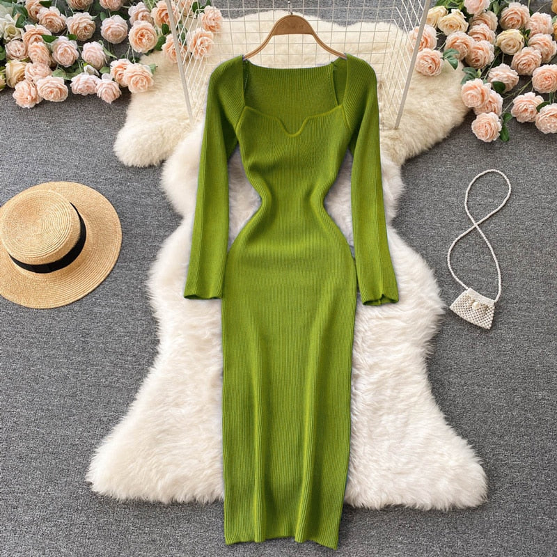 Strapless Ribbed Knit Bodycon Dress: Winter Midi