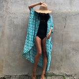 Beach Cover Ups for Swimwear Women Black Tie Dye Kimono Swimsuit